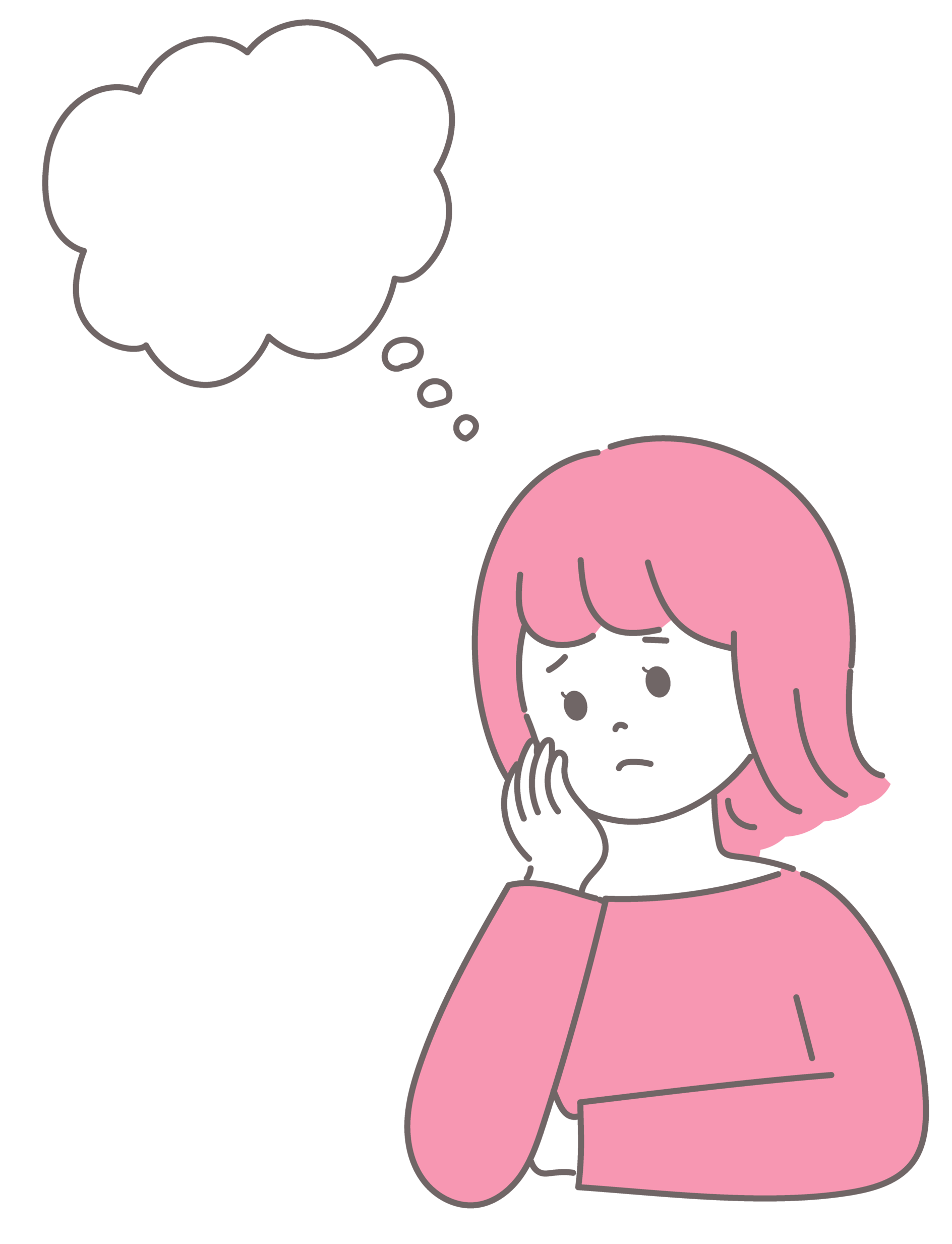 頬杖をついて疑問を抱えている女性