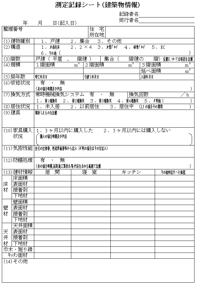 測定記録シート(建築物情報)の図