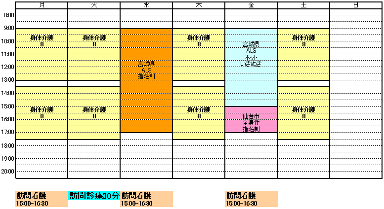 週間サービス計画(Mis.K) 介護・医療保険