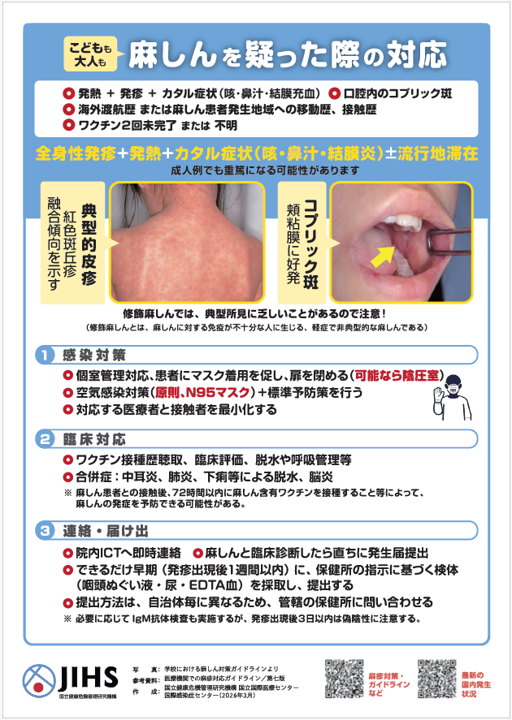 麻しんを疑った際の対応