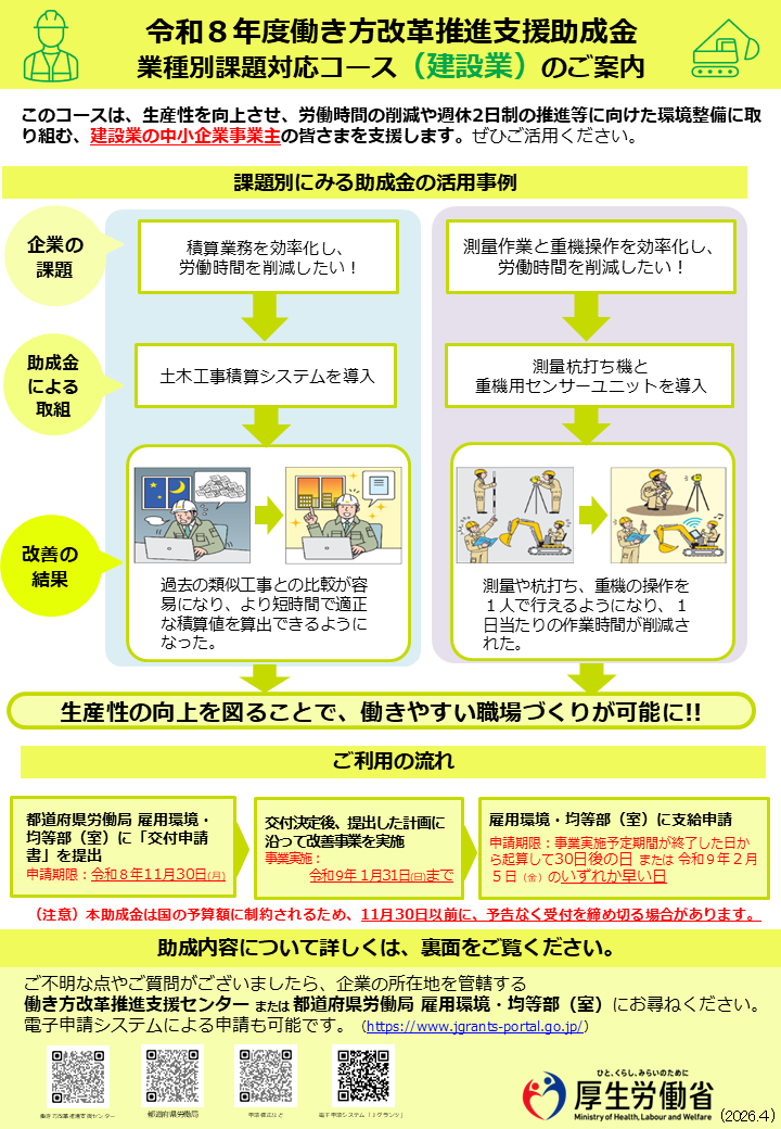R8リーフレット（業種別課題対応コース・建設業）・表面