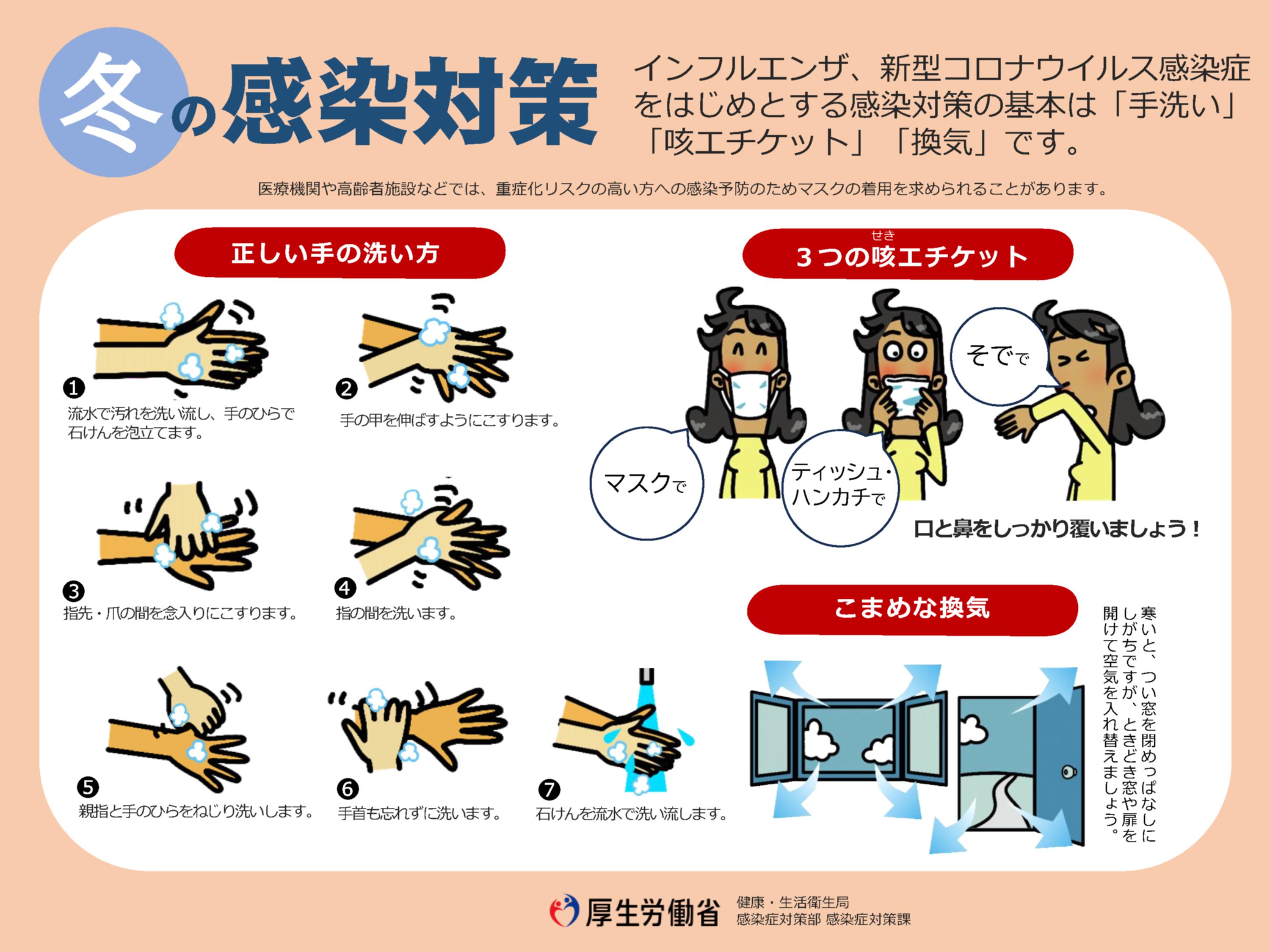 今冬の流行に備え感染症対策をしましょう！