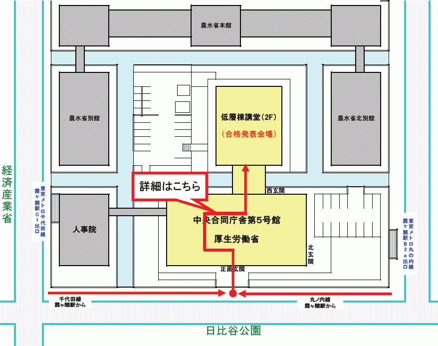 厚生労働省合格発表会場について