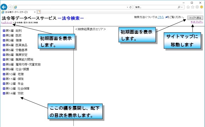 目次(体系)検索画面