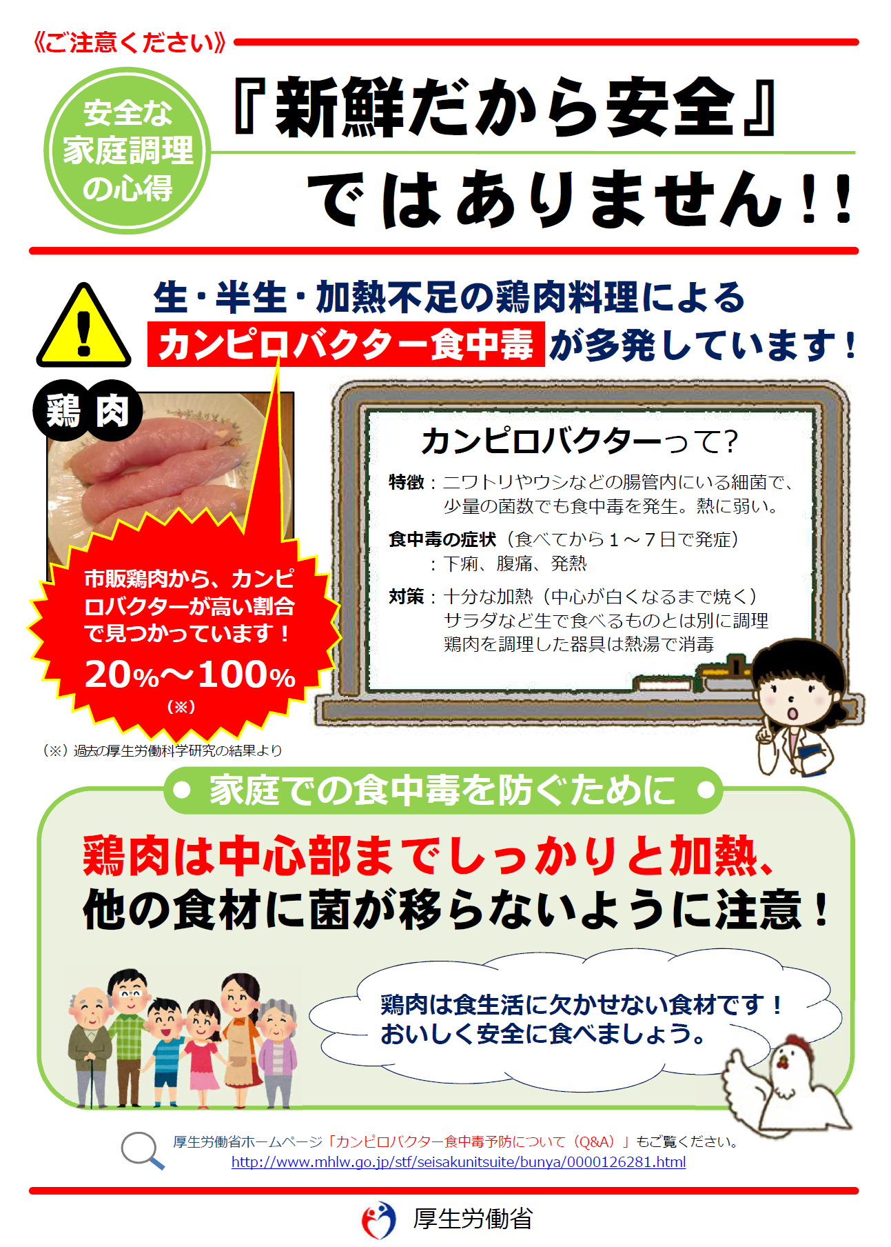 お肉はよく焼いて食べよう 厚生労働省