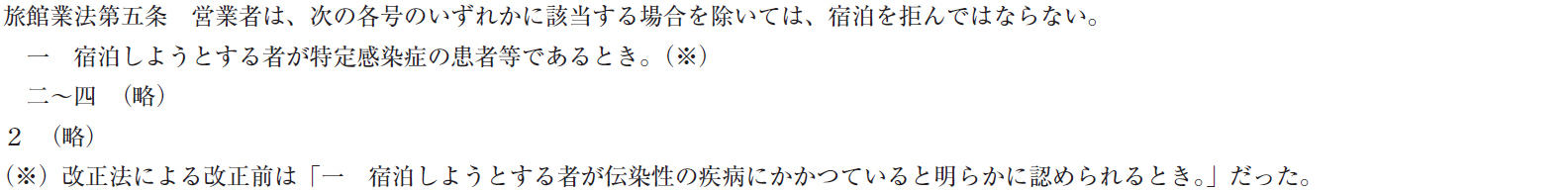 特定感染症の患者等の宿泊拒否について画像