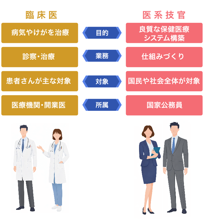 臨床医と医系技官　関連説明図