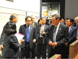 Participants being briefed about the exhibition