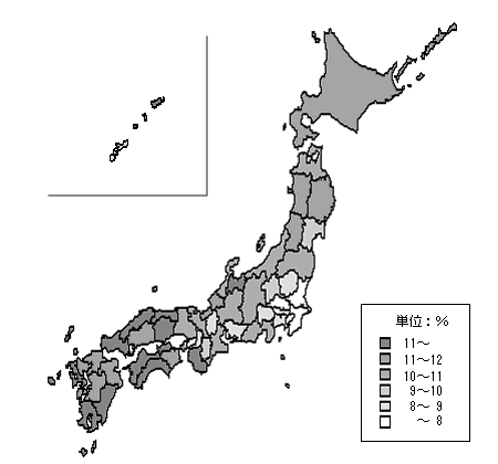 �s���{���ʂɂ݂��Љ�ی����Ƃ̋��t�̋K��(�Ό���������)�̐}