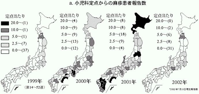 図８a　都道府県別麻疹患者発生状況