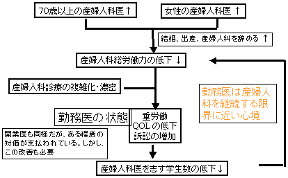 日本における産婦人科医師の悪循環の図