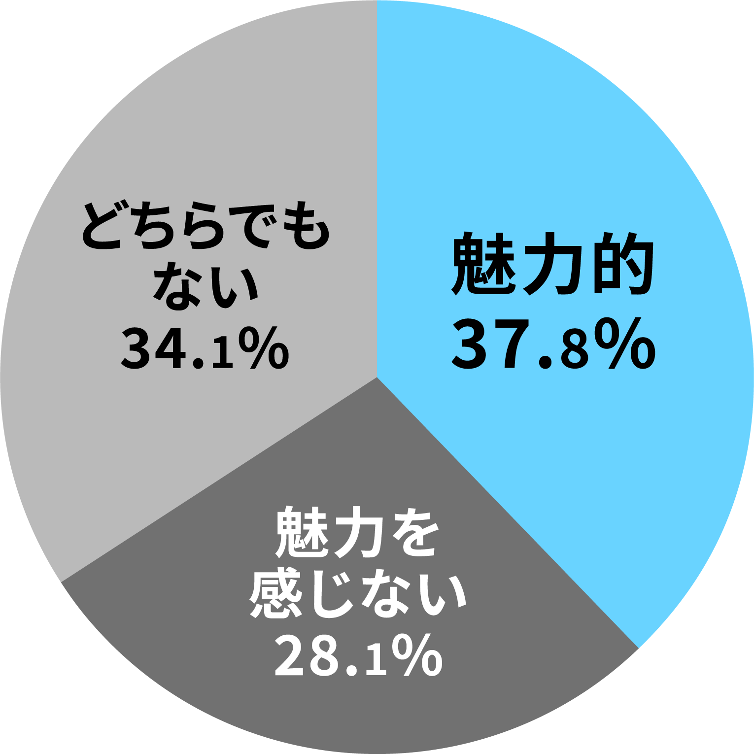 魅力的 37.8% 魅力を感じない 28.1% どちらでもない 34.1%