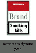 Recto of the cigarette pack