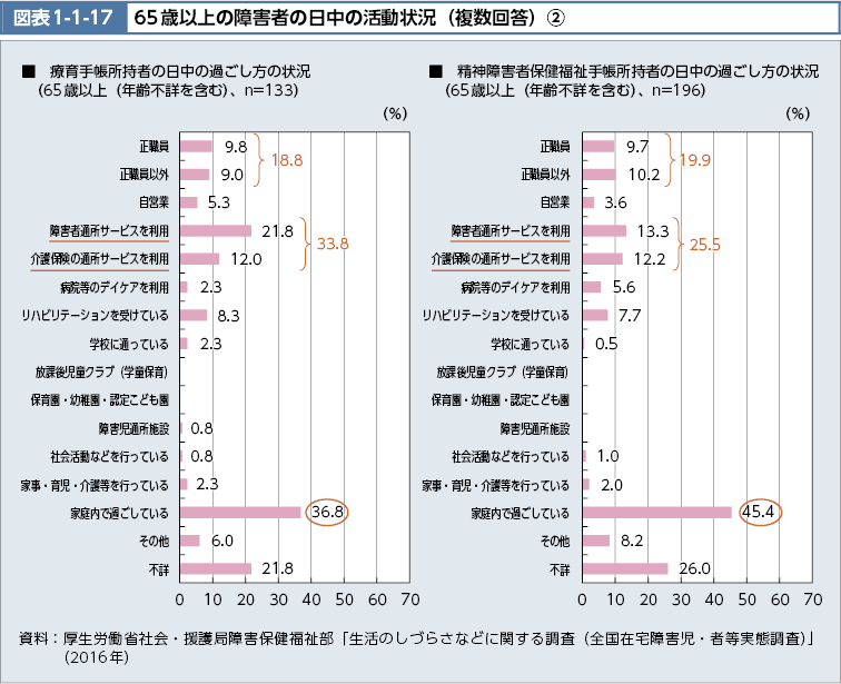 図表1-1-17　65歳以上の障害者の日中の活動状況（複数回答）(2)（図）