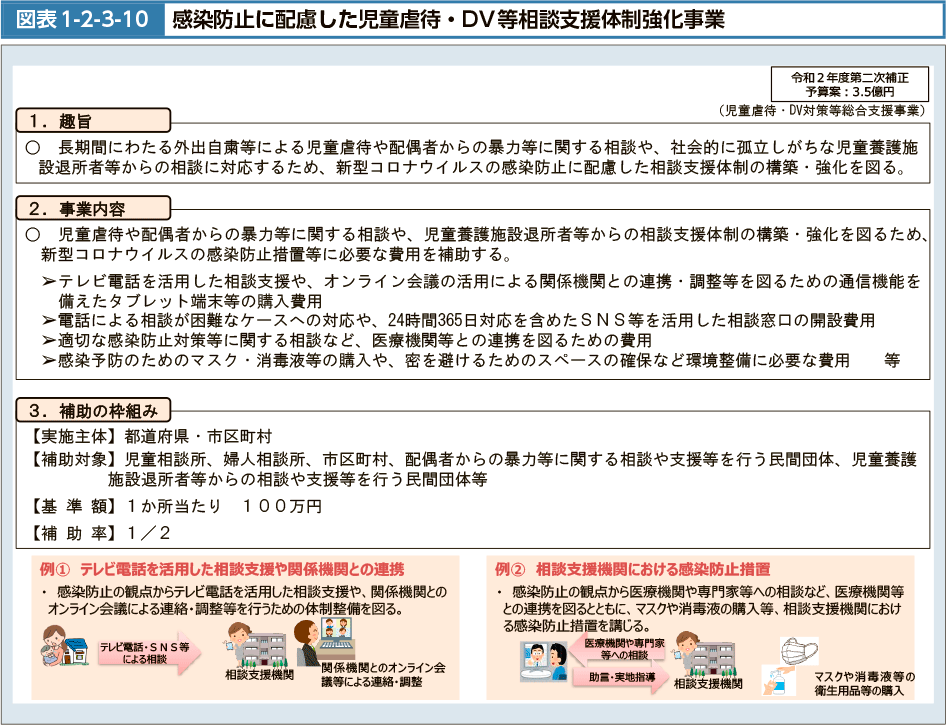 図表1-2-3-10　感染防止に配慮した児童虐待・ＤＶ等相談支援体制強化事業