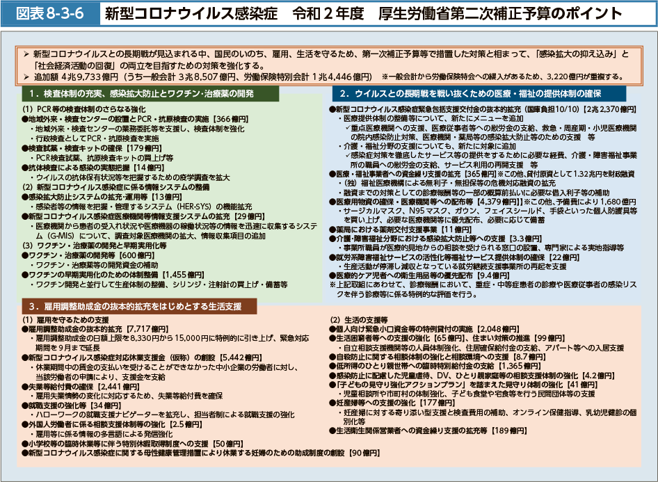 図表8-3-6　新型コロナウイルス感染症令和２年度厚生労働省第二次補正予算のポイント