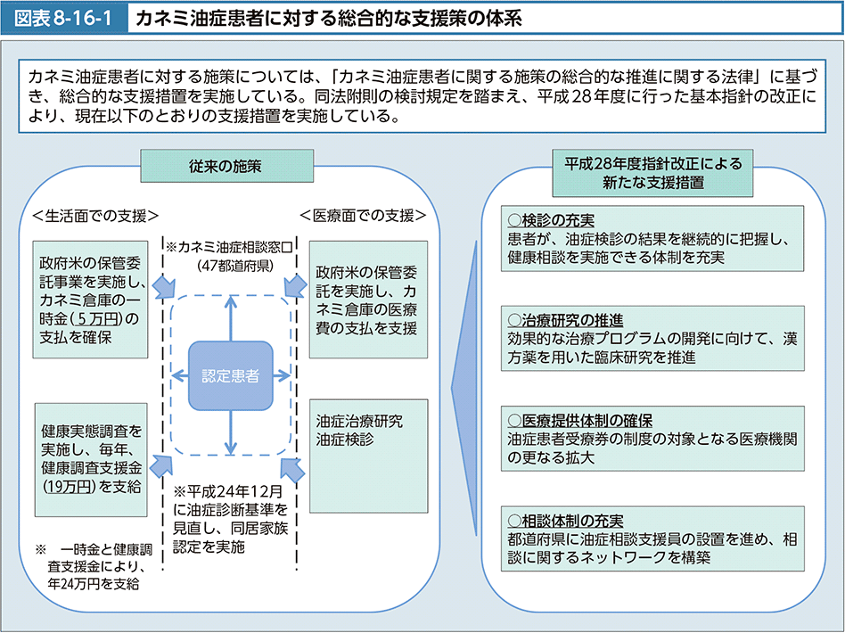 図表8-16-1　カネミ油症患者に対する総合的な支援策の体系