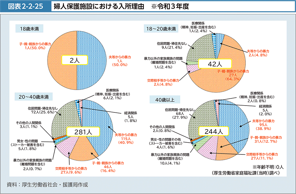 図表2-2-25　婦人保護施設における入所理由　※令和3年度