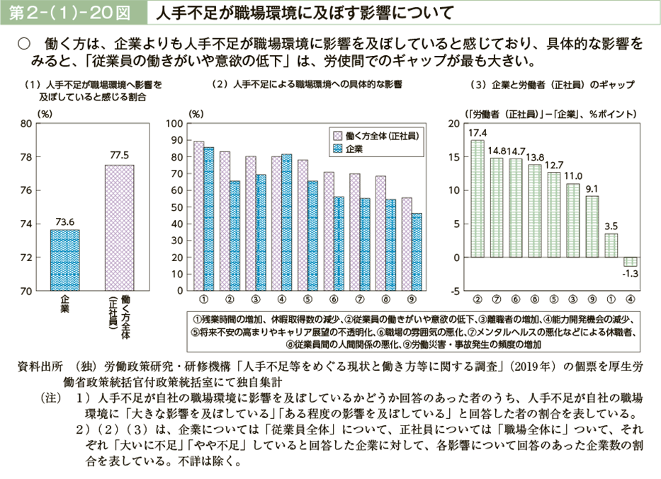 第２－（１）－20図　人手不足が職場環境に及ぼす影響について（図）