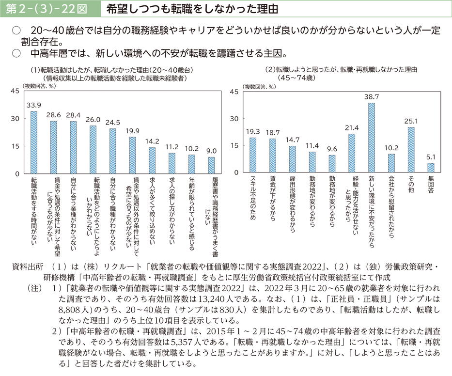 第２－（３）－22図　希望しつつも転職をしなかった理由